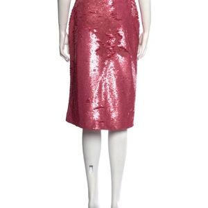NWT, Ganni Pink Sequin Midi Skirt